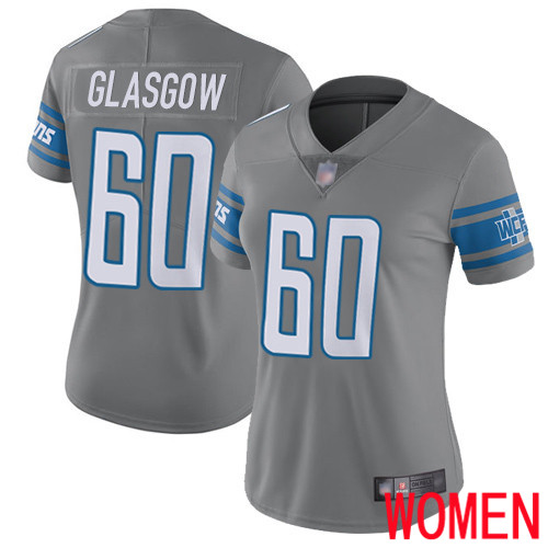Detroit Lions Limited Steel Women Graham Glasgow Jersey NFL Football #60 Rush Vapor Untouchable->women nfl jersey->Women Jersey